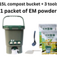 Compost Bin - come with: 15 L compost bin , 3 tools (scoop and cup), 1 packet EM powder