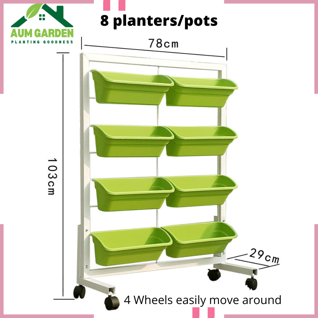 Vertical Garden 4 Tier Movable 8 Planters