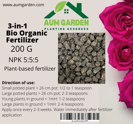 Bio Organic Fertiliser, NPK 5-5-5 Plant-Based Fertilizer for Vegetables and Fruit Trees, 200G